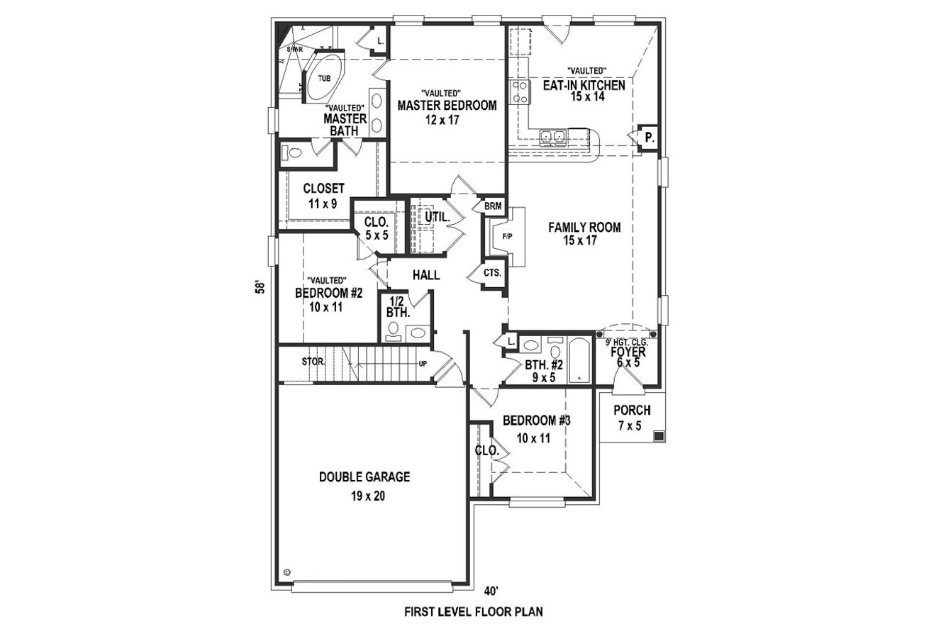 Traditional House Plan - 45115 - 1st Floor Plan