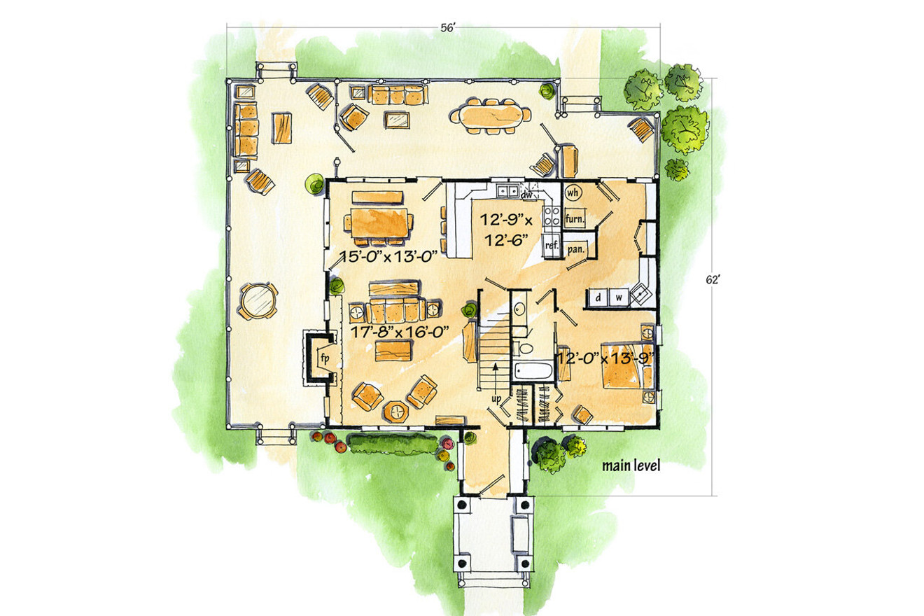 Lodge Style House Plan - Stone Cliff 45246 - 1st Floor Plan