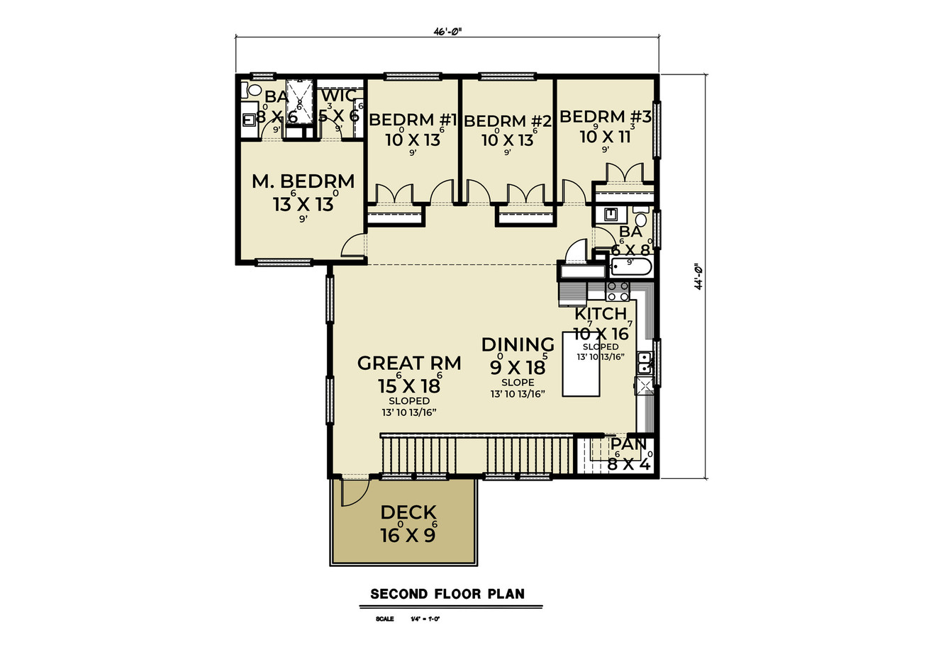 Secondary Image - Contemporary House Plan - 45581 - 2nd Floor Plan