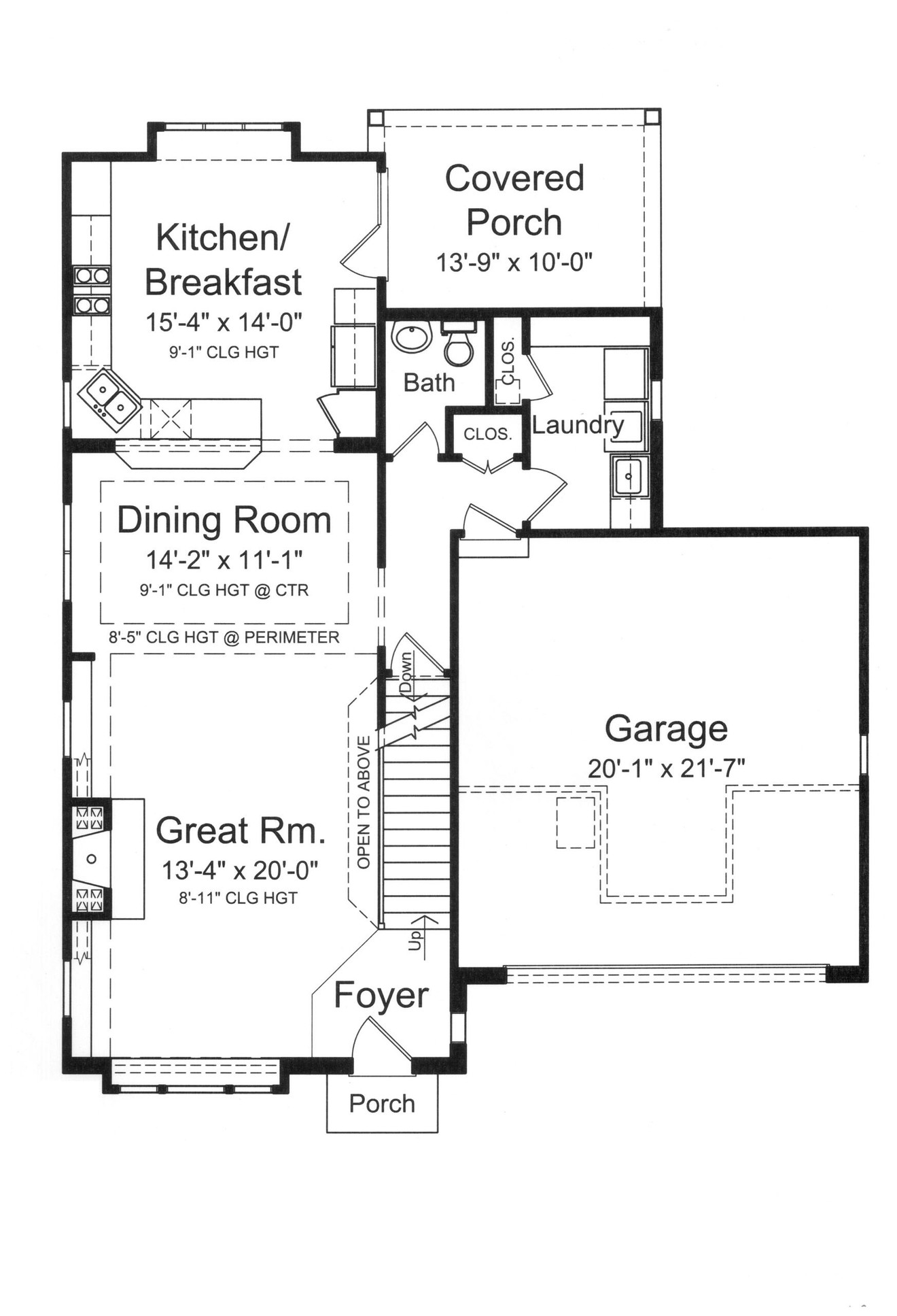 Tudor House Plan - Columbia 45595 - 1st Floor Plan