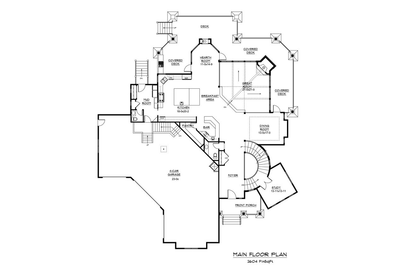 Craftsman House Plan - Summit 45600 - 1st Floor Plan