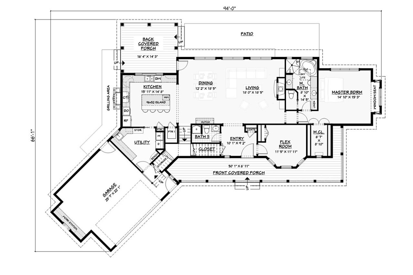 Farmhouse House Plan - 45638 - 1st Floor Plan