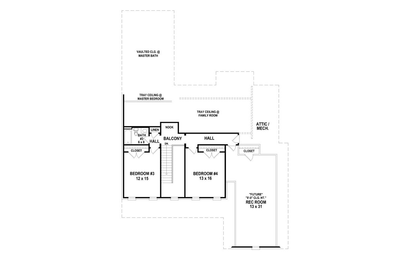 Secondary Image - European House Plan - 45662 - 2nd Floor Plan
