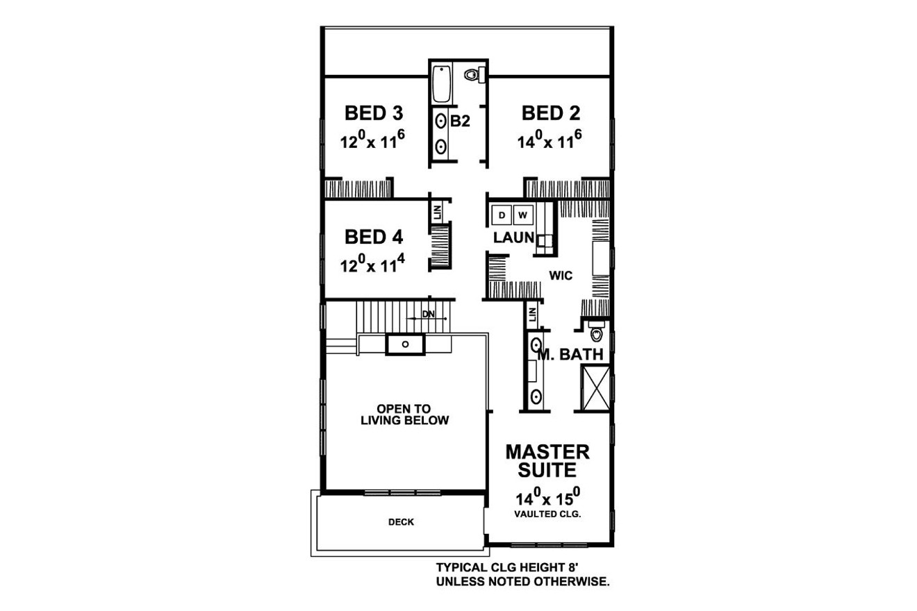 Contemporary House Plan - Perrypointe 45851 - 2nd Floor Plan