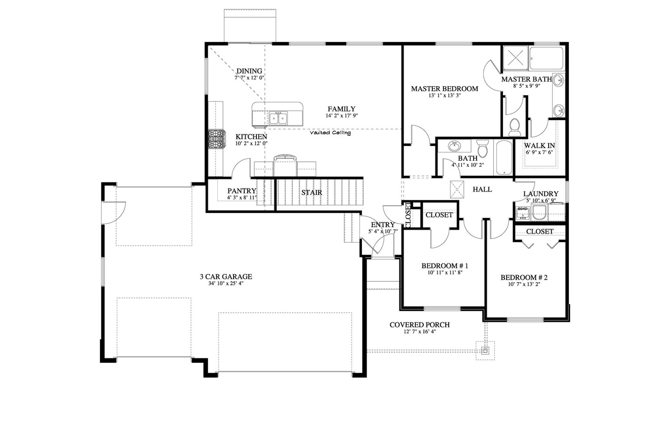 Craftsman House Plan - Cougar 45913 - 1st Floor Plan