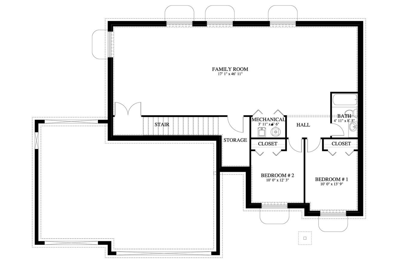 Craftsman House Plan - Cougar 45913 - Basement Floor Plan