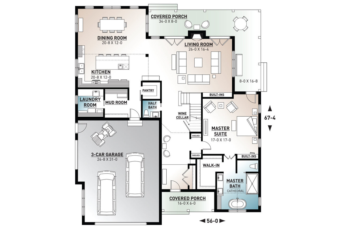 Farmhouse House Plan - Greenhills 2 46224 - 1st Floor Plan
