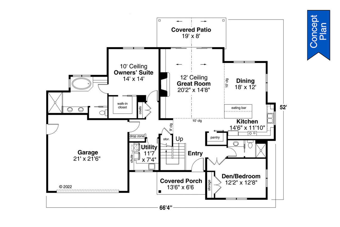 Farmhouse House Plan - Willow Grove 46229 - 1st Floor Plan