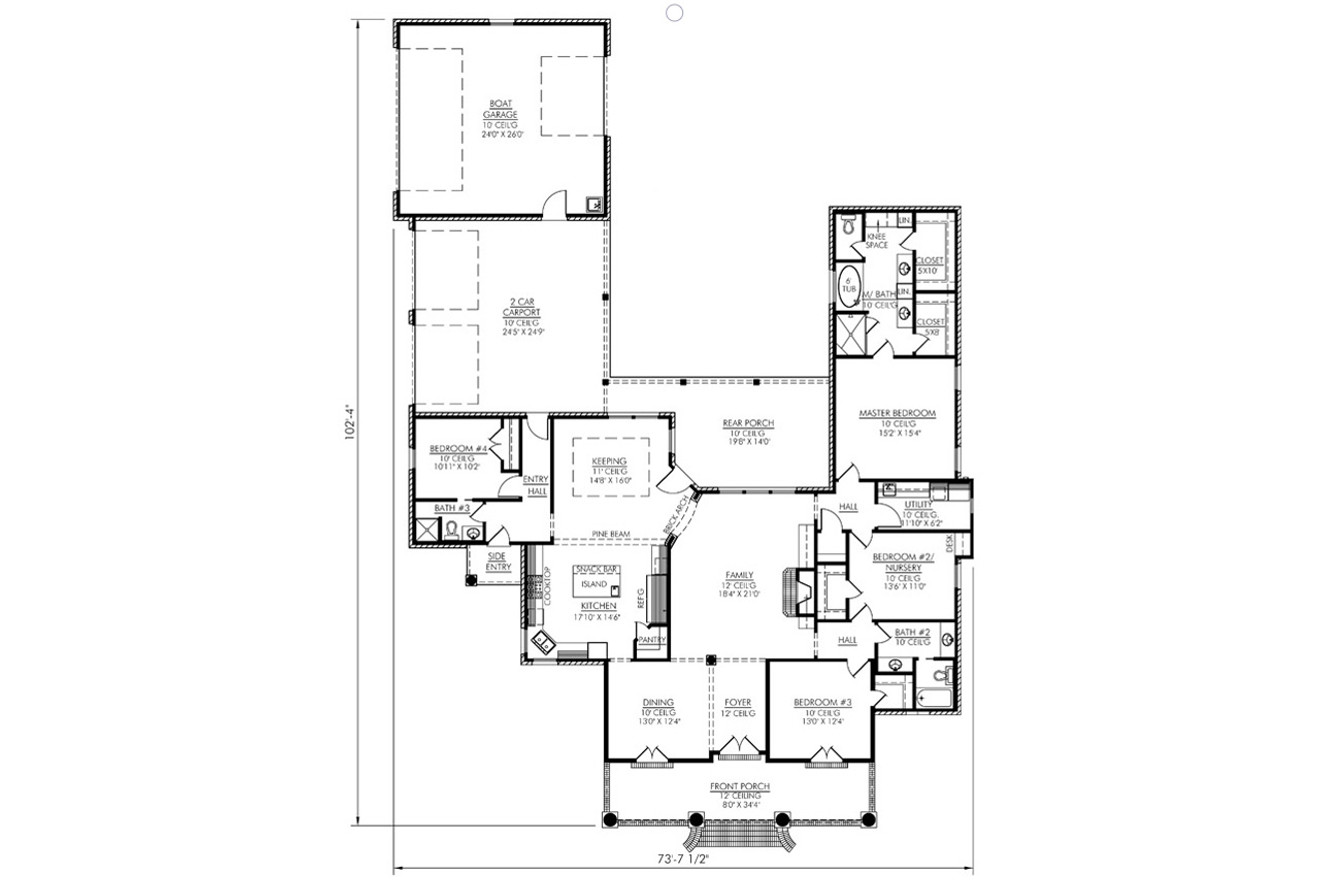 European House Plan - Iberville 46380 - 1st Floor Plan