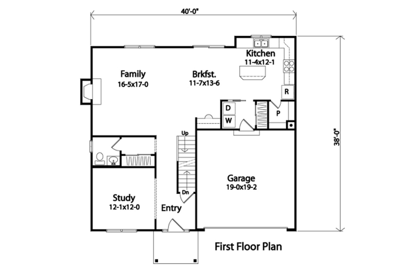 Traditional House Plan - 46471 - 1st Floor Plan