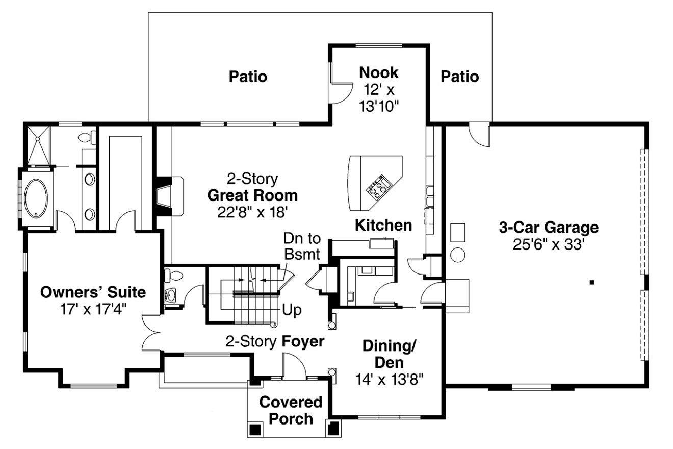 Classic House Plan - Richfield 46624 - 1st Floor Plan