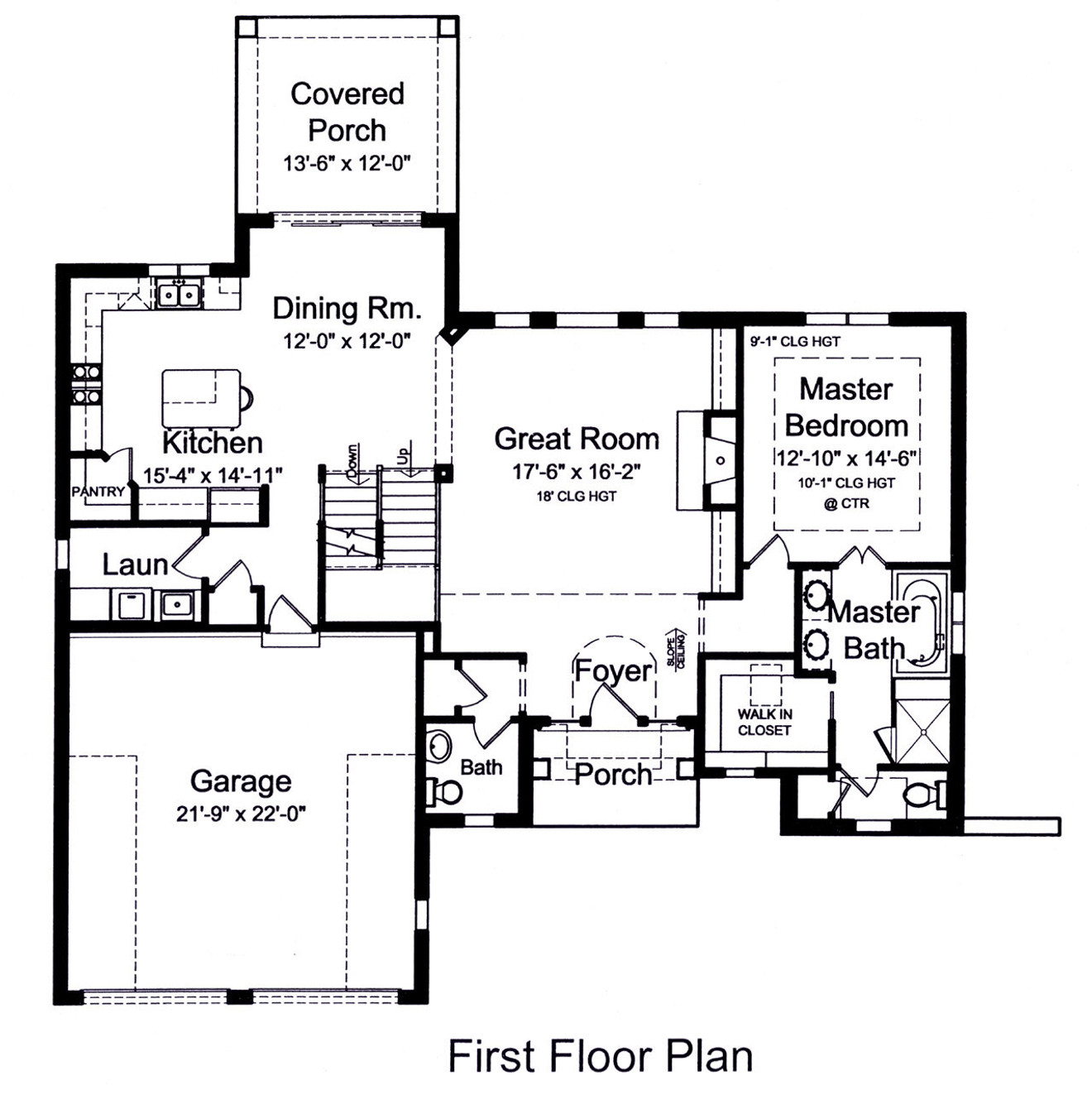 European House Plan - Willowby 46630 - 1st Floor Plan