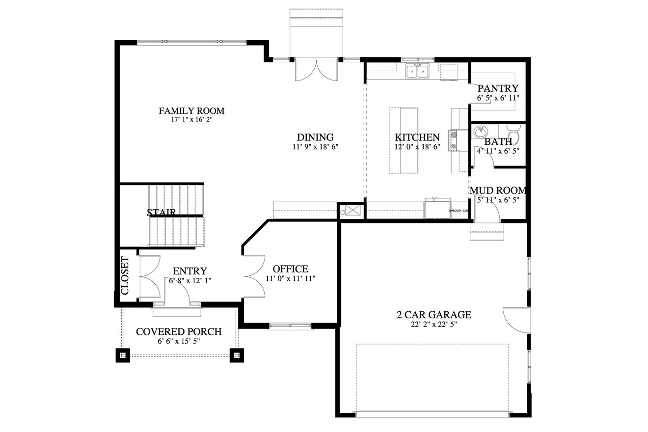Craftsman House Plan - Crossley 46642 - 1st Floor Plan