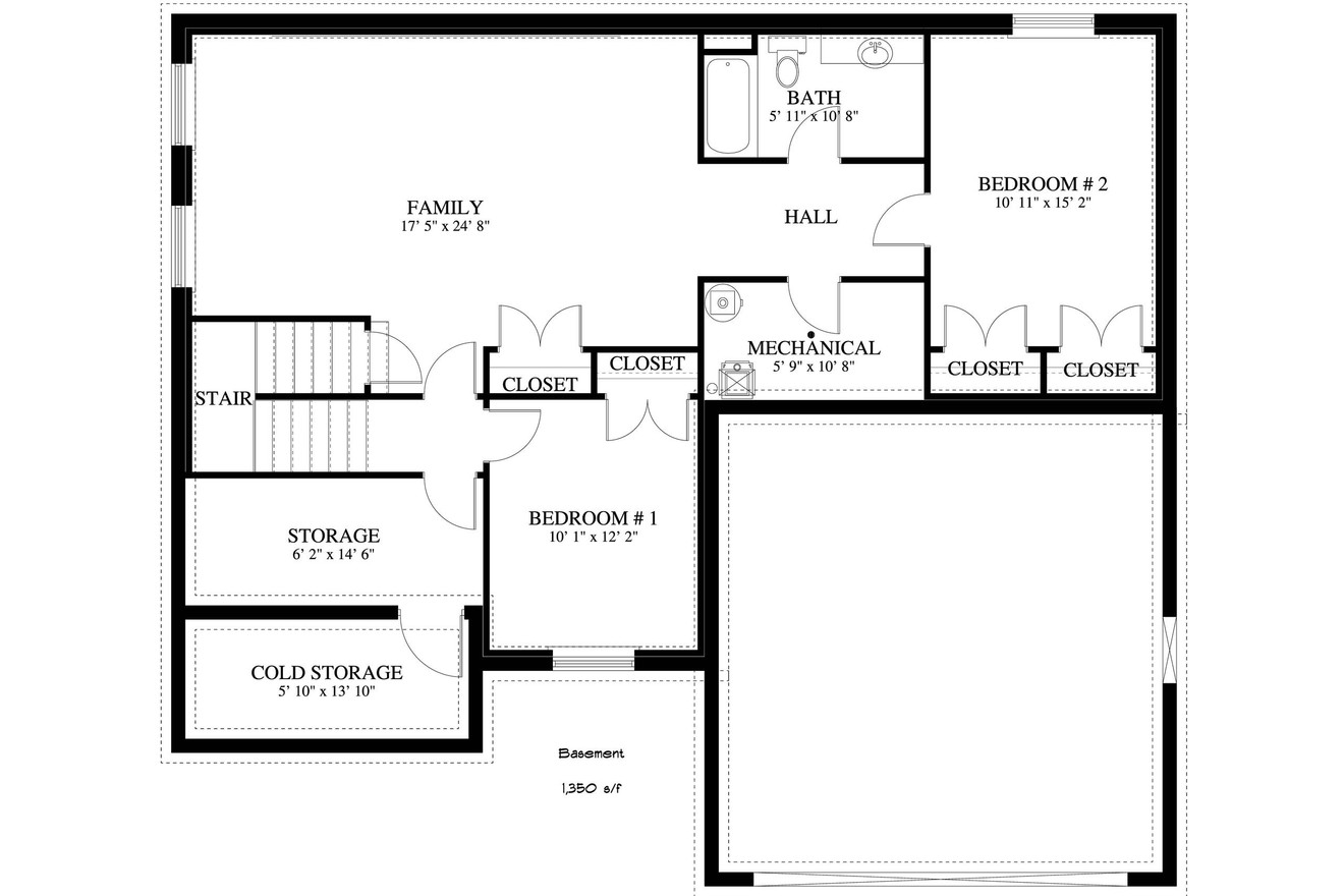 Craftsman House Plan - Crossley 46642 - Basement Floor Plan