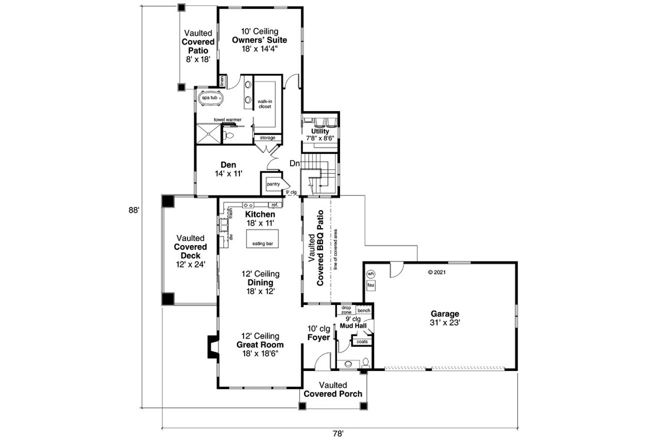 Modern House Plan - Celilo 46659 - 1st Floor Plan