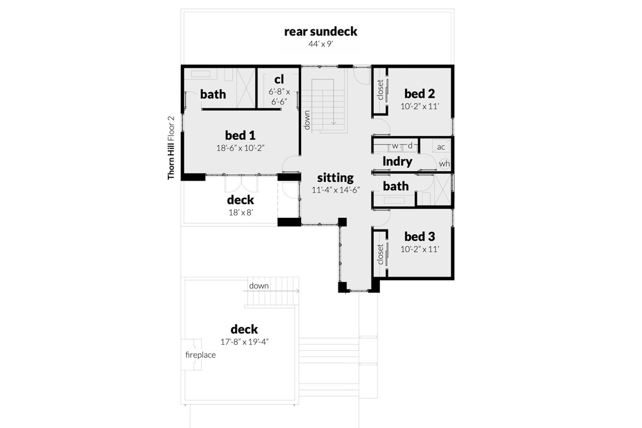Secondary Image - Modern House Plan - Thorn Hill 46802 - 2nd Floor Plan
