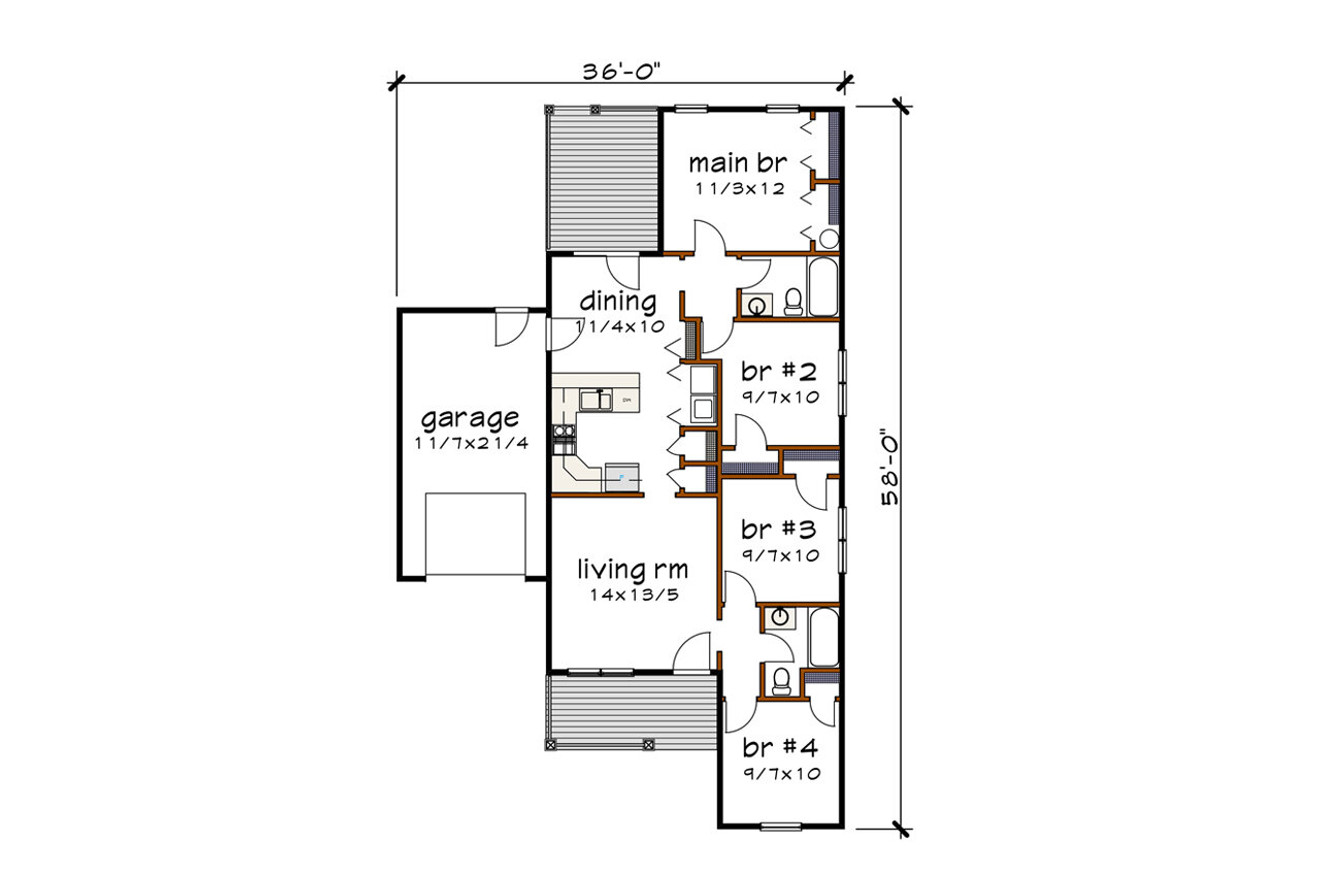 Country House Plan - 46877 - 1st Floor Plan