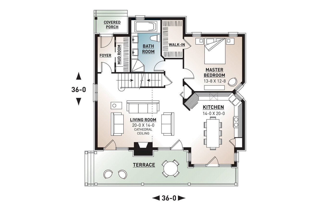 Cottage House Plan - Touchstone 46969 - 1st Floor Plan