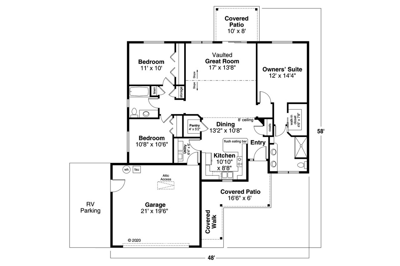 Ranch House Plan - Townsend 47032 - 1st Floor Plan