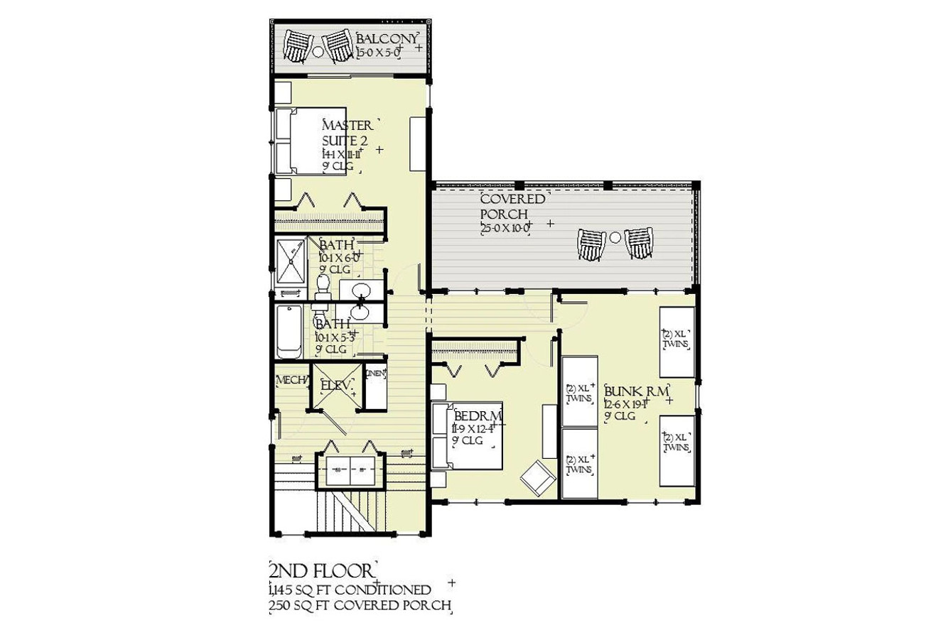 Secondary Image - Bungalow House Plan - Grayton 47160 - 2nd Floor Plan