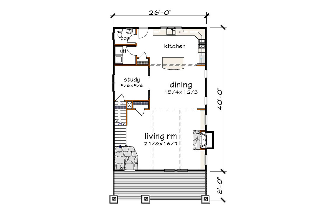 Bungalow House Plan - 47252 - 1st Floor Plan