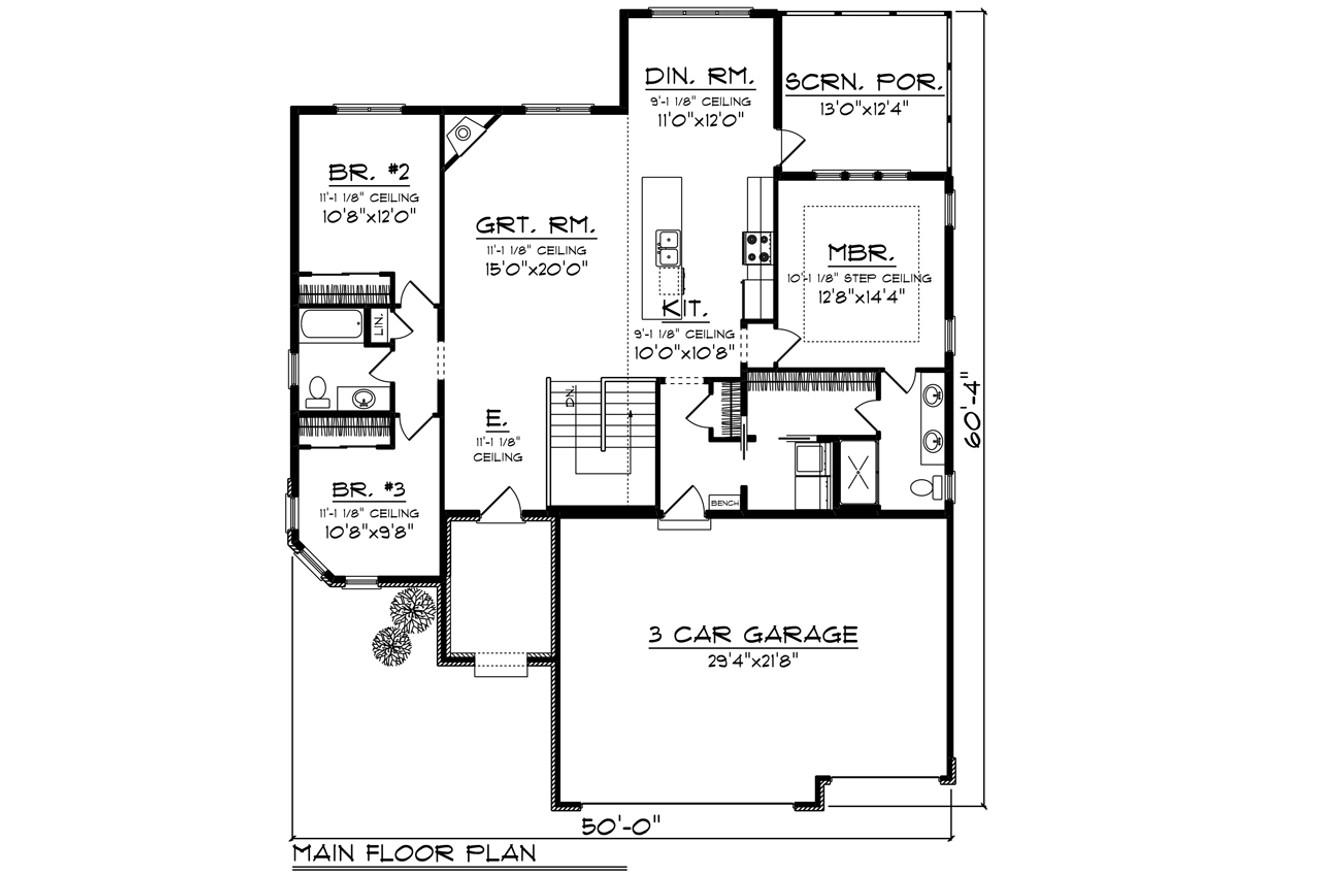 Prairie House Plan - 48187 - 1st Floor Plan