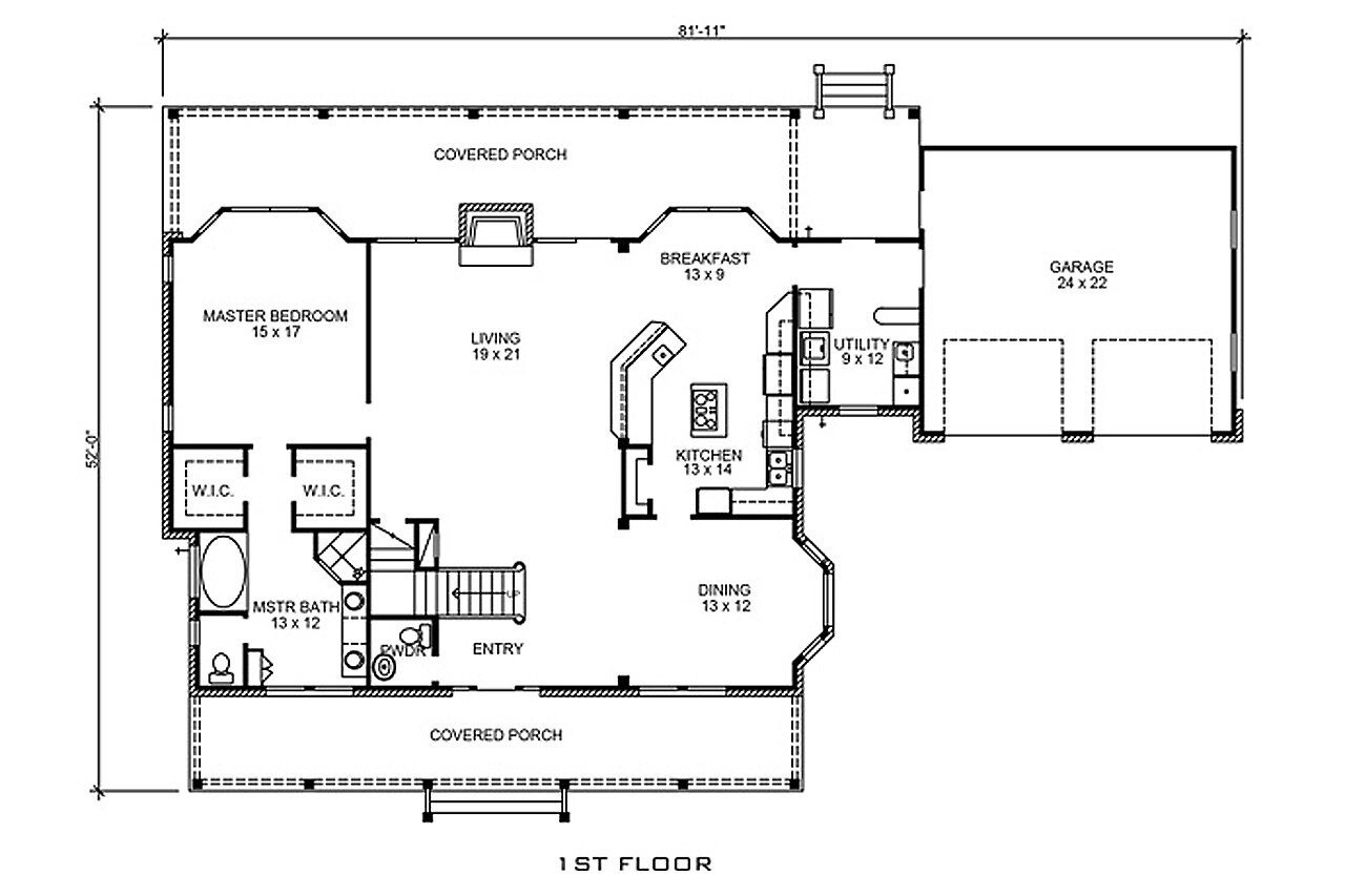 Farmhouse House Plan - Dale 48368 - 1st Floor Plan