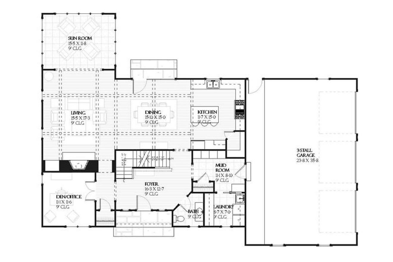 European House Plan - Plymouth 48611 - 1st Floor Plan