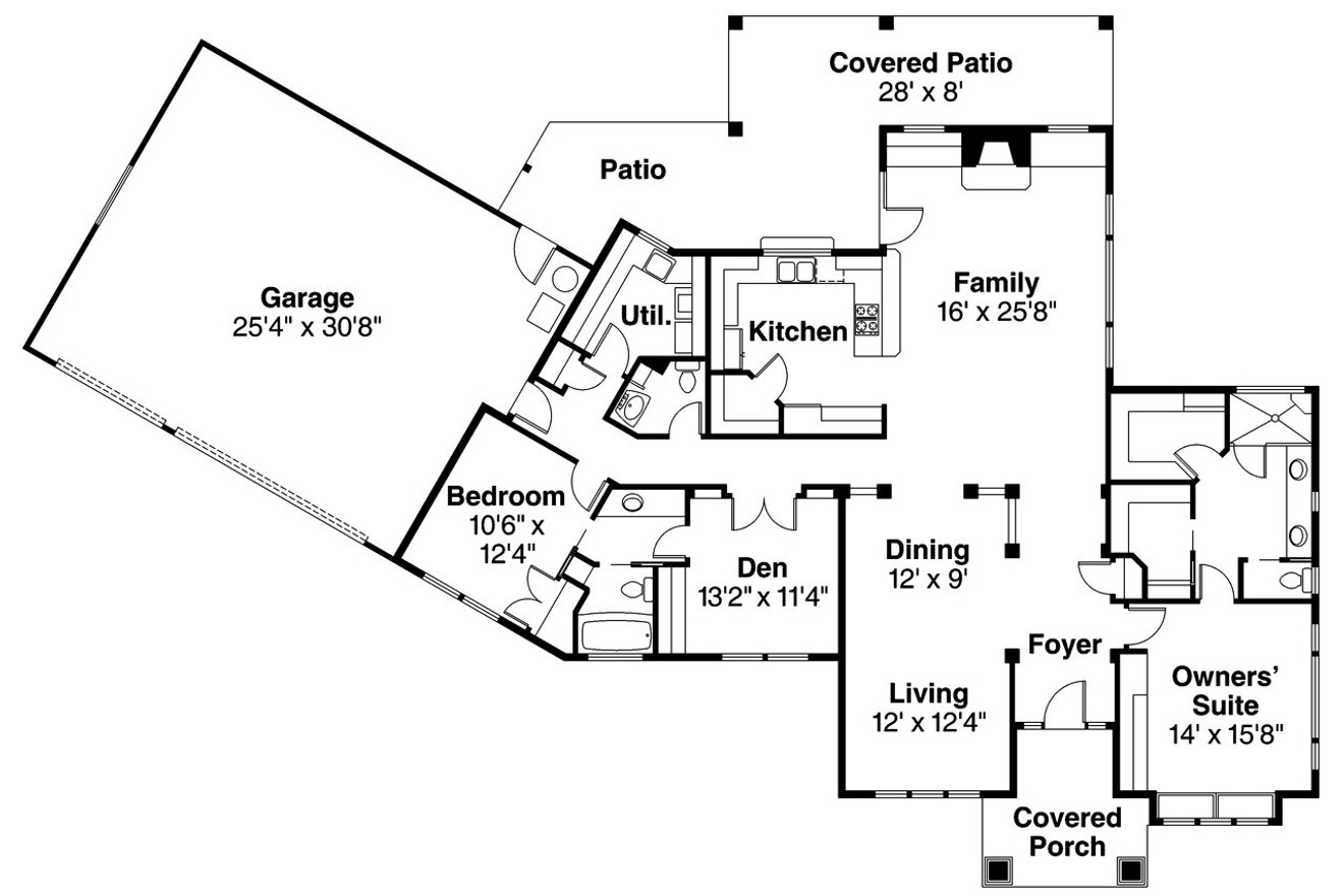 Mediterranean House Plan - Chatsworth 48653 - 1st Floor Plan