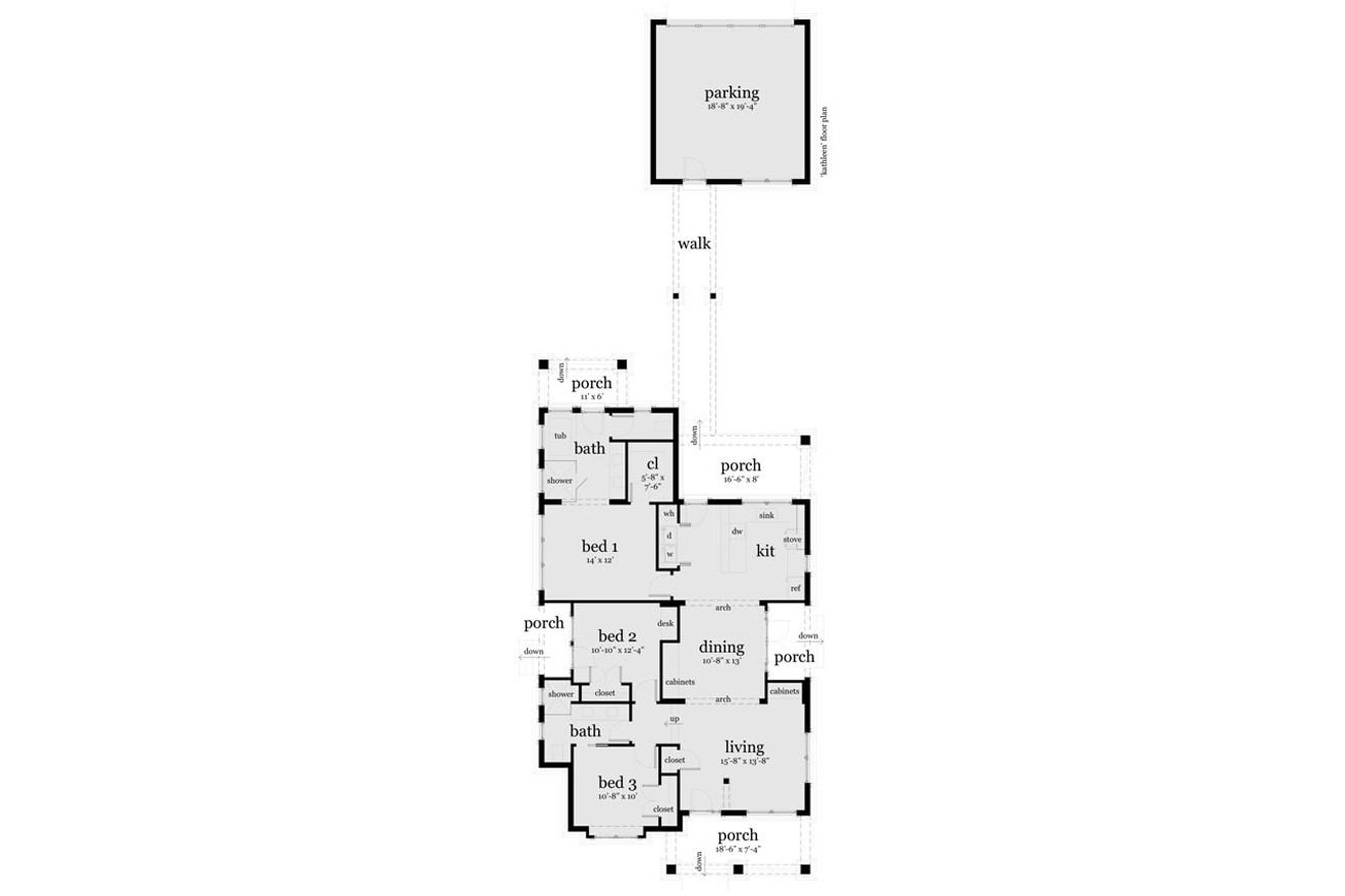 Bungalow House Plan - Kathleen 48792 - 1st Floor Plan