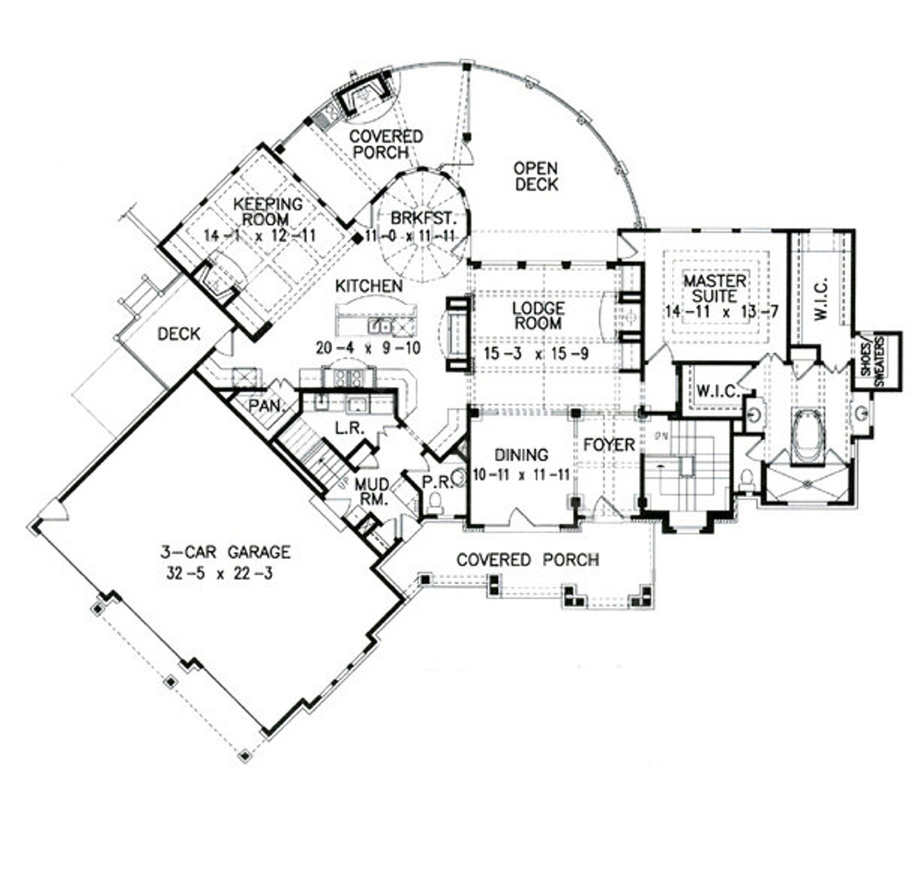 Craftsman House Plan - Lakeview Cottage Hip 48850 - 1st Floor Plan