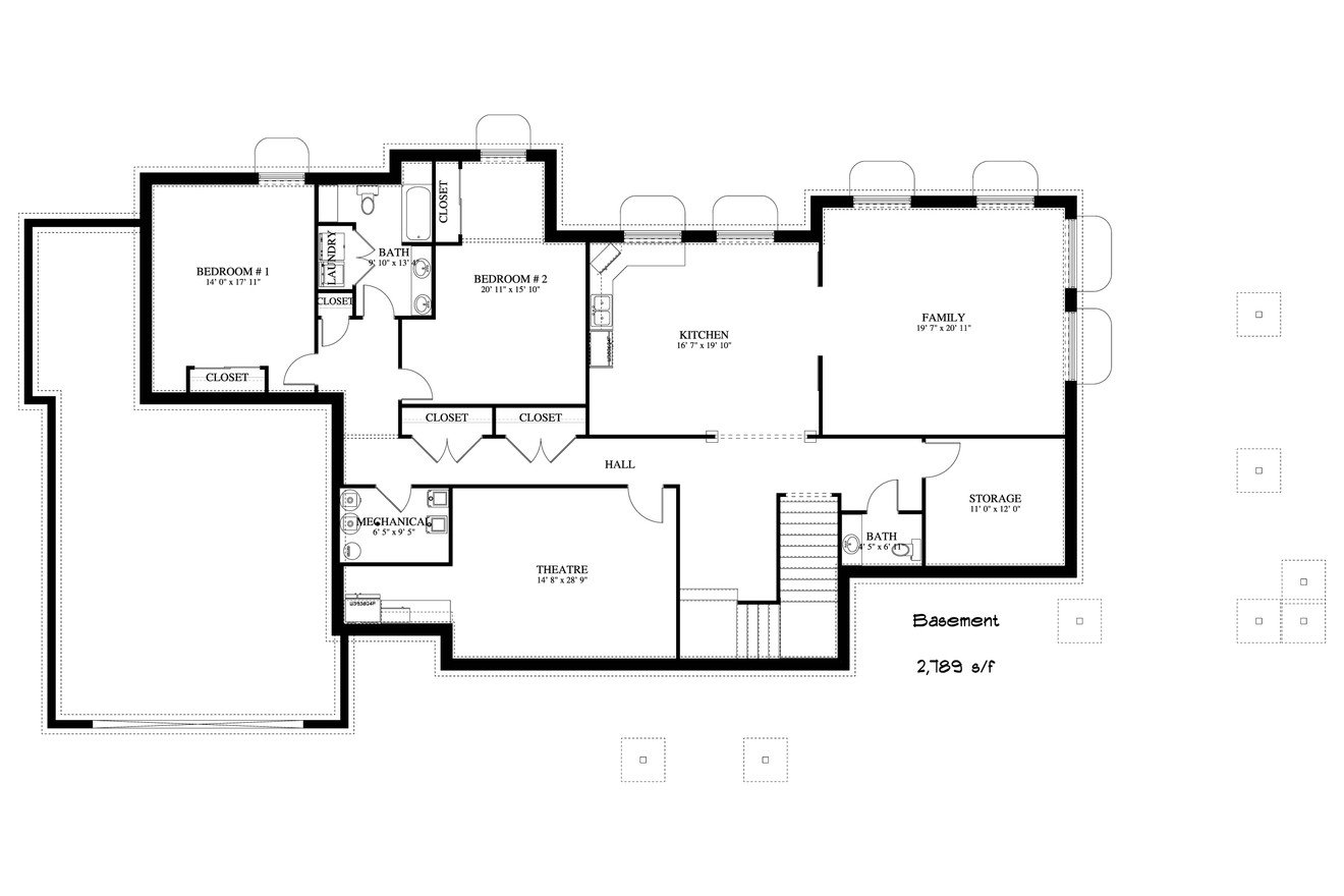 Craftsman House Plan - Anderson 48858 - Basement Floor Plan