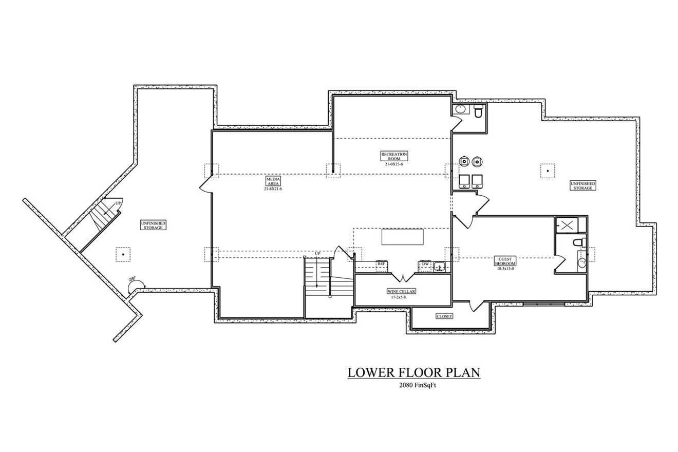 Craftsman House Plan - Pinyon Ridge 49061 - Basement Floor Plan