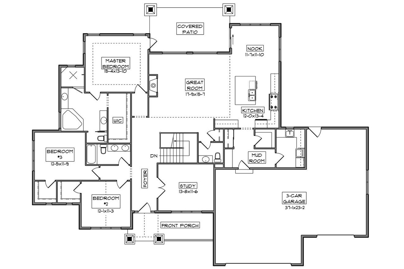 Ranch House Plan - Lincoln 49487 - 1st Floor Plan