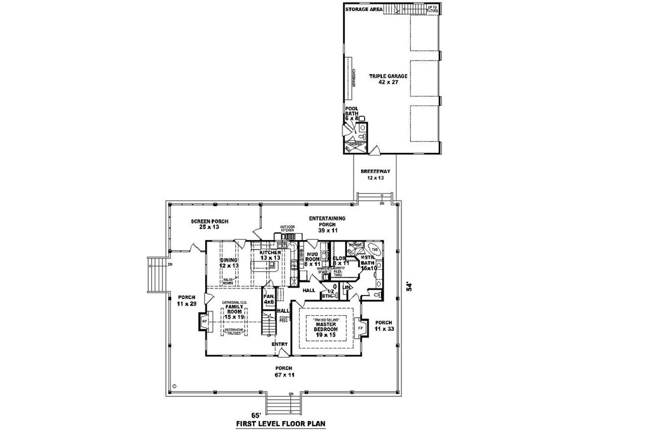 Country House Plan - 49538 - 1st Floor Plan