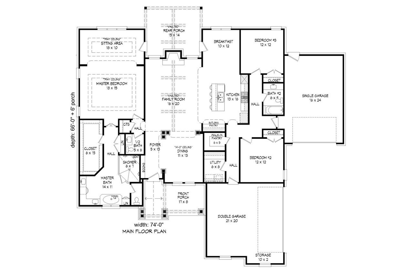 Craftsman House Plan - Kanawha River 49569 - 1st Floor Plan