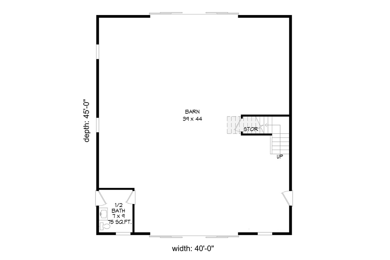 Farmhouse House Plan - White Oak Barn 49595 - 1st Floor Plan