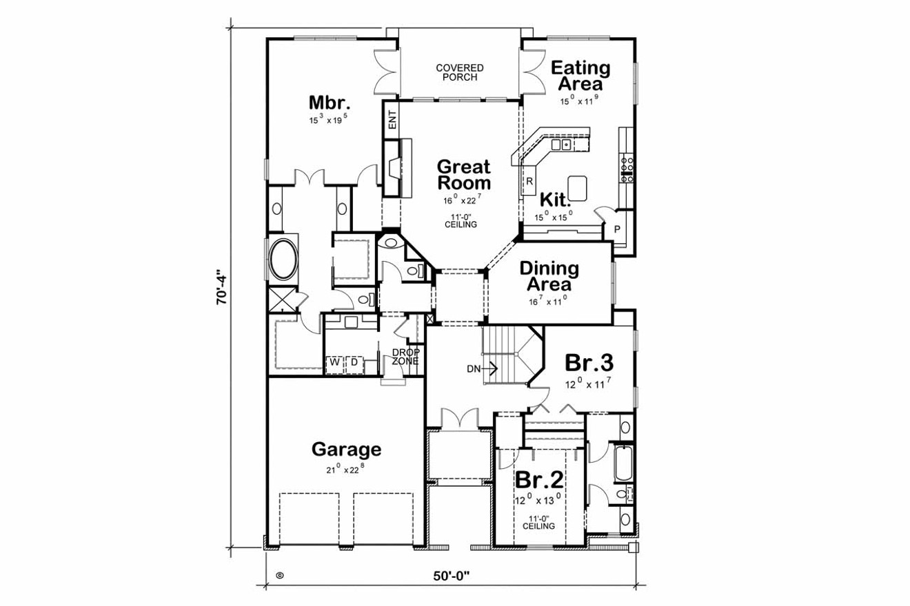 Traditional House Plan - Georgetown Showcase 49775 - 1st Floor Plan