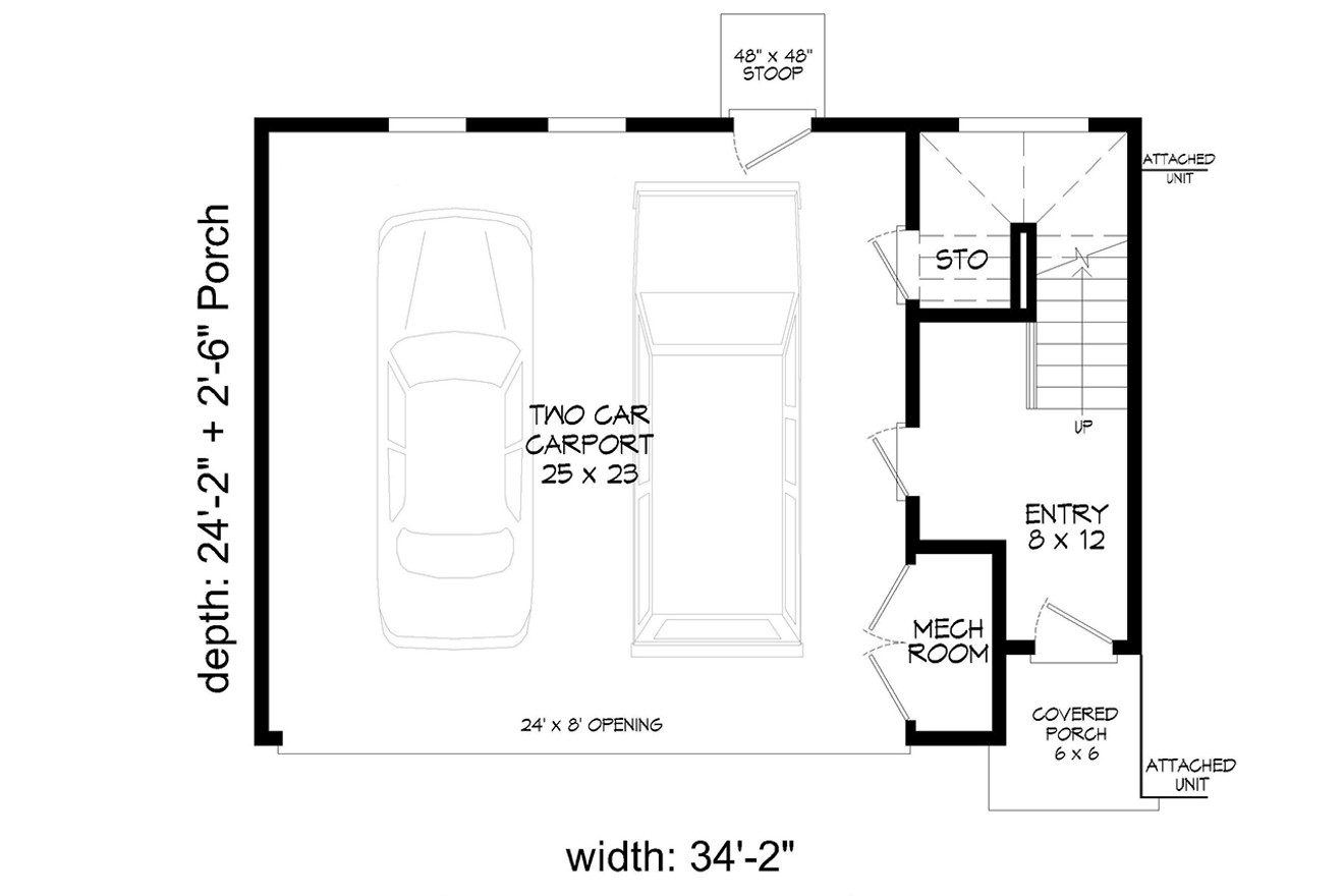 Contemporary House Plan - Stones River 2.5 49906 - 1st Floor Plan