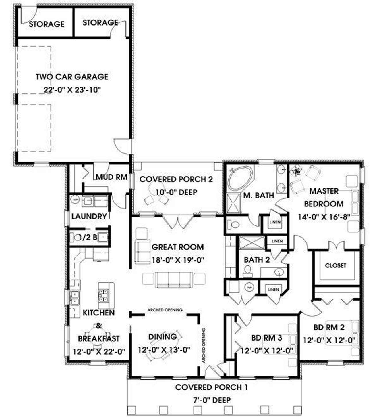 Southern House Plan - 50108 - 1st Floor Plan