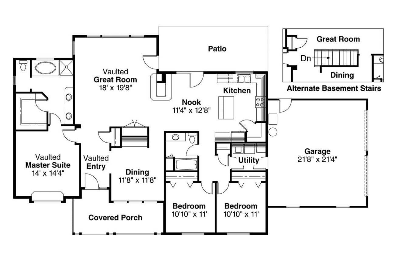 Ranch House Plan - Alpine 50575 - 1st Floor Plan