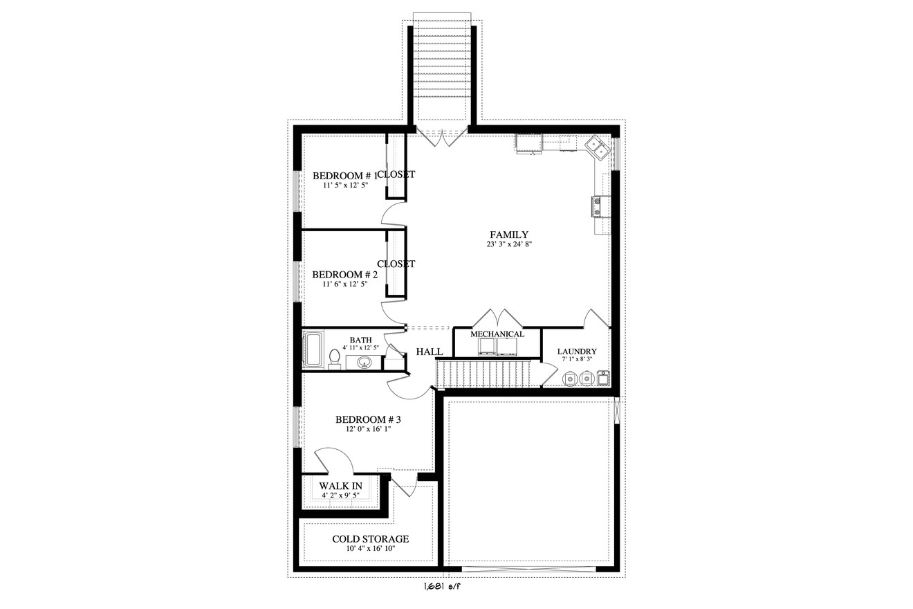 Cottage House Plan - Allison 50777 - Basement Floor Plan