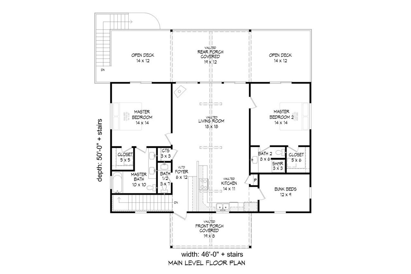 Lodge Style House Plan - Hocking Hills 51141 - 1st Floor Plan