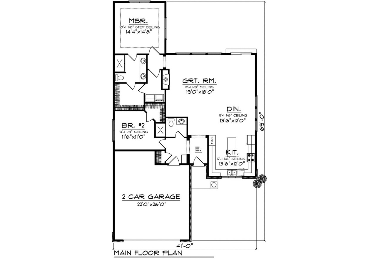 Ranch House Plan - 51301 - 1st Floor Plan