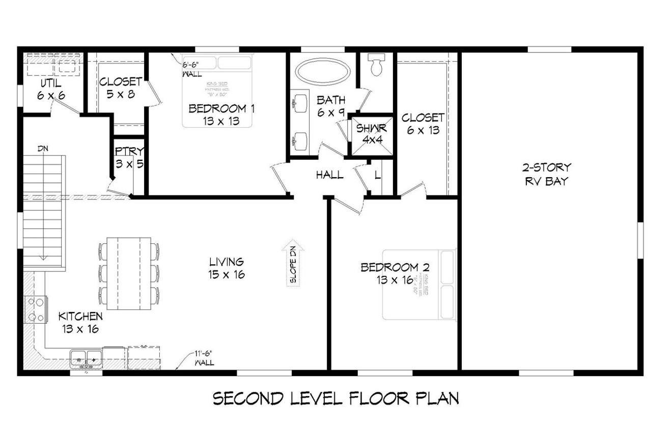 Secondary Image - Modern House Plan - 51411 - 2nd Floor Plan