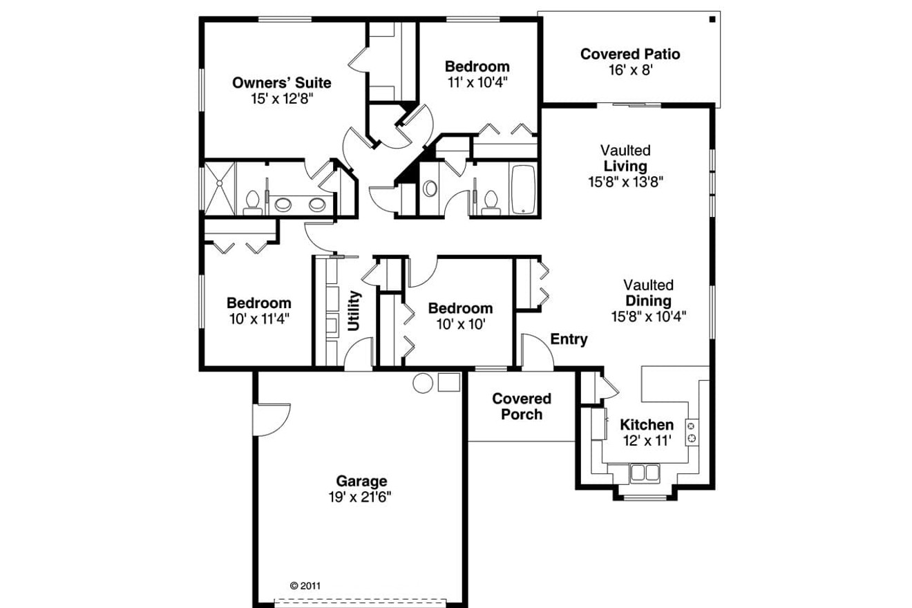 Ranch House Plan - Foster 51533 - 1st Floor Plan