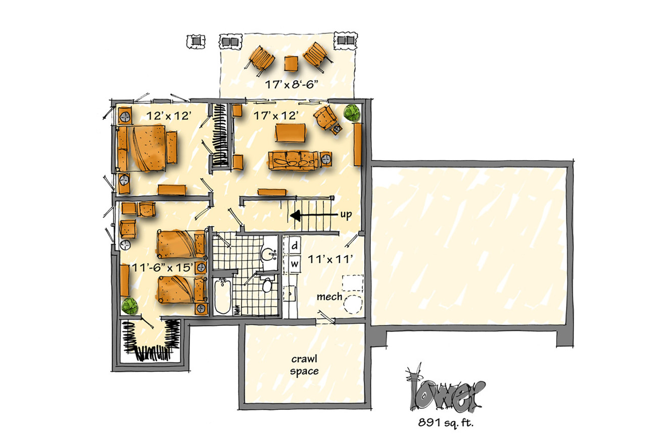 Country House Plan - Fall River II 51674 - Basement Floor Plan