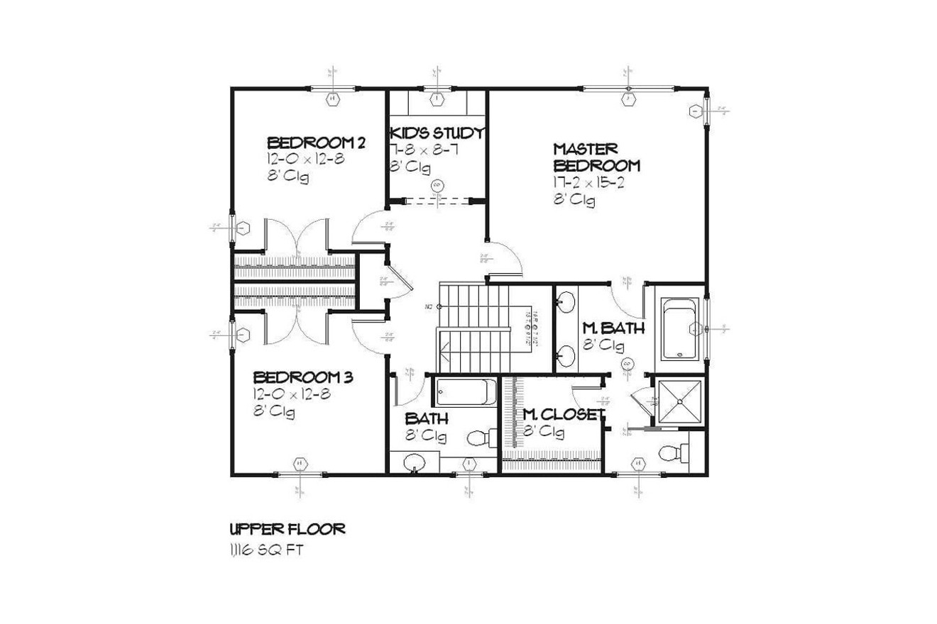Secondary Image - Prairie House Plan - Evergreen 51682 - 2nd Floor Plan