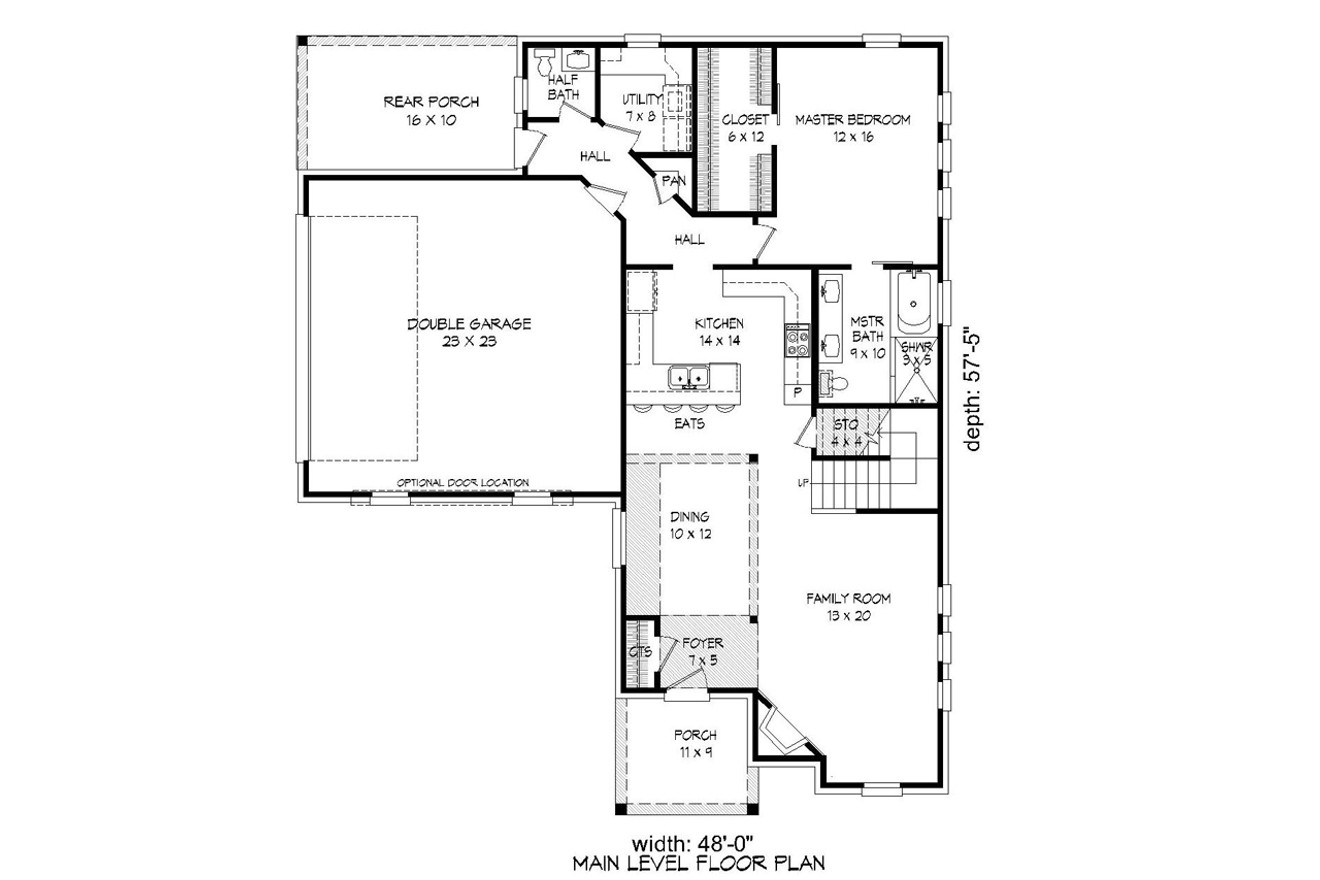 Traditional House Plan - 51901 - 1st Floor Plan