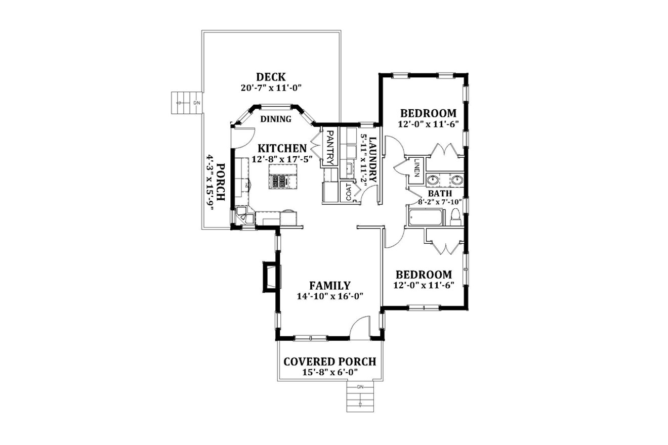 Cottage House Plan - Fairview 52115 - 1st Floor Plan